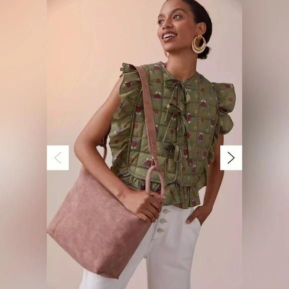 NWT Anthropologie Loop Handle Bucket Bag Taupe Vegan Leather - Picture 5 of 10